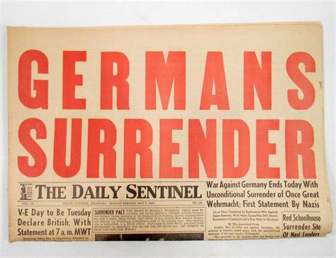 1945 NEWSPAPER "GERMANS SURRENDER" HEADLINE