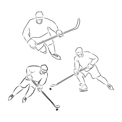 hand sketch hockey player hockey player vector sketch illustration ...