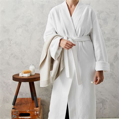 Organic Mini Waffle-Weave Robe - White | West Elm