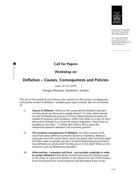 Deflation – Causes, Consequences and Policies