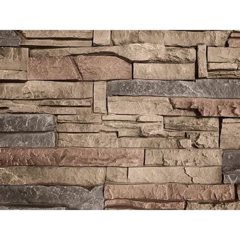 GenStone Stacked Stone Desert Sunrise 12 in. x 42 in. Composite Faux Stone Siding Panel G2SSDSHP ...