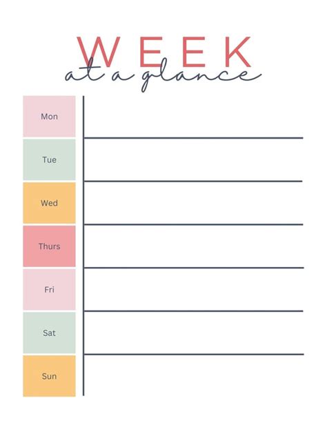 Free and customizable weekly schedule templates