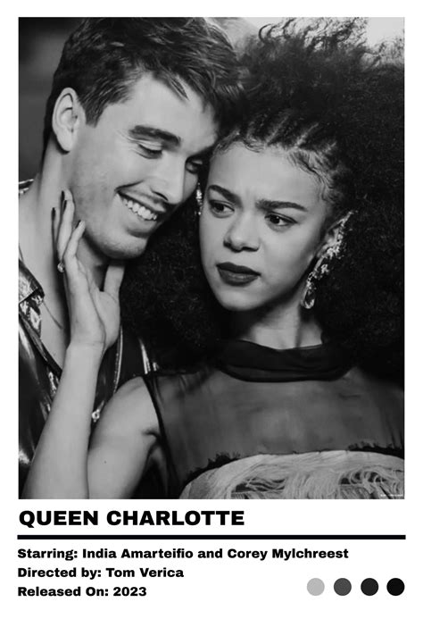 an advertisement for the queen charlotte show with two people smiling ...