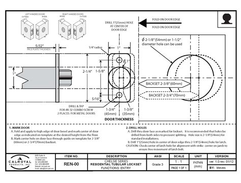 REN-00 Tubular Lockset - Entrance Function - Grade 3-REN-00