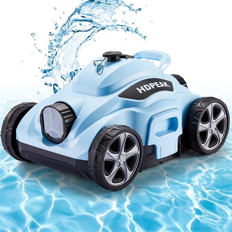 Cordless Robotic Pool Cleaner, HDPEAK Pool Vacuum Lasts 110 Mins, Auto ...