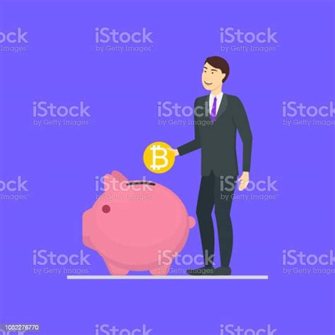 Cartoon Blockchain Concept With Business Man Vector Stock Illustration ...