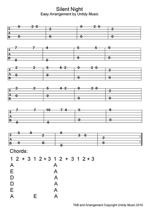 Silent Night - TAB and Chords for beginner - Untidy Music