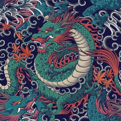 Premium Vector | Dragon seamless pattern for clothing fabric and backrground design