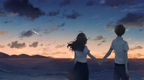 Download free Cute Anime Couple Holding Hands Sunset Wallpaper ...