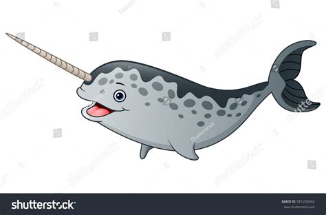 Vector Illustration Cute Cartoon Narwhal Stock Vector (Royalty Free ...