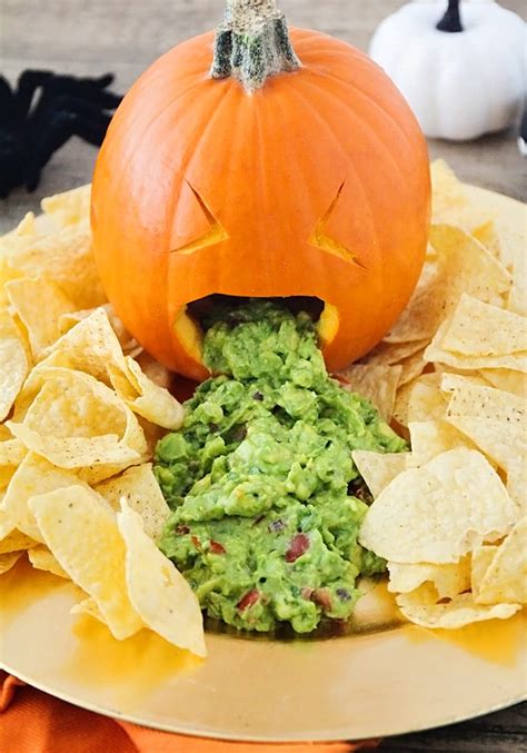 Throwing Up Pumpkin Guacamole - A Festive Halloween Party Food