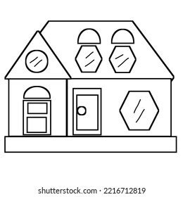 Coloring Page House Shape Kids Stock Illustration 2216712819 | Shutterstock