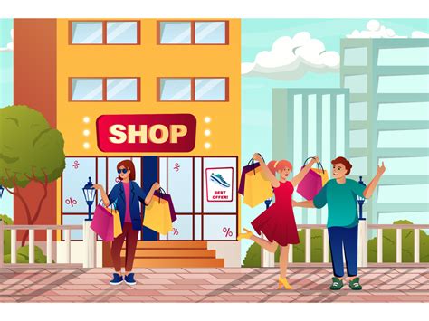 Street Shopping Cartoon Illustration by alexdndz on Dribbble