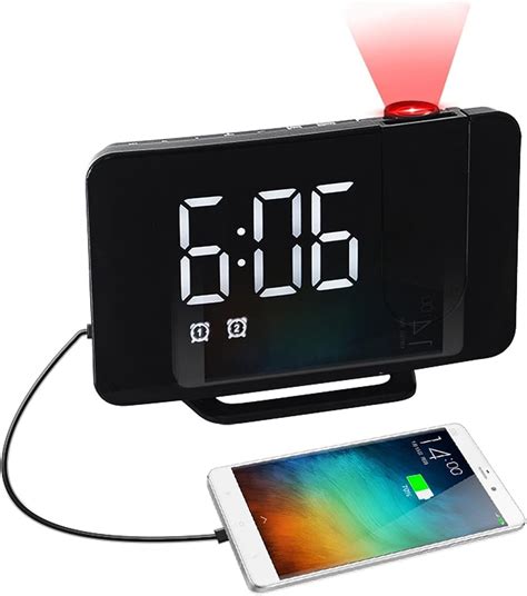 Projection Alarm Clock, Radios Digital Alarm Clock for Bedroom with FM ...