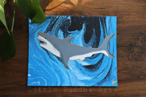 Great White Shark Acrylic Pour Painting - Etsy