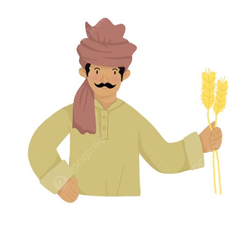 Indian Farmers White Transparent, Indian Farmer Yellow Wheat Cartoon ...