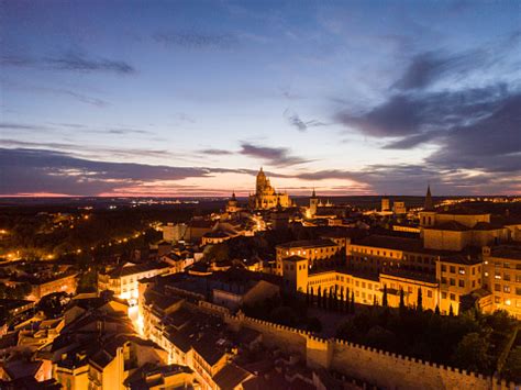 High View Of Segovia At Night Stock Photo - Download Image Now - Aerial ...