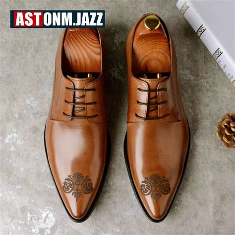 Mens Leather Casual Shoes Wedding Dress Shoe Genuine Leather Shoes Men ...