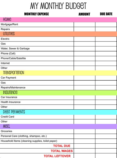 Money Planning Spreadsheet throughout Free Bill Organizer Printables ...