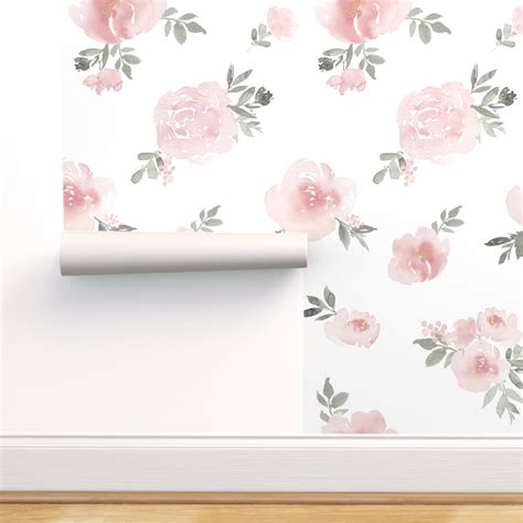 Peel & Stick Wallpaper Swatch - Dreamy Floral Pink Pastel Watercolor ...