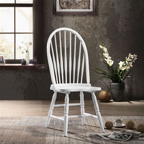 Milanhome Wisconsin Solid Wood Windsor Back Side Dining Chair,Pure White - Walmart.com