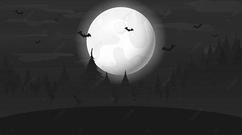 Full Moon Halloween Night Forest Landscape A Flat Vector Illustration Vector, Vector, Silhouette ...