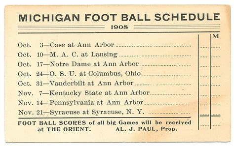 1908 University of Michigan football schedule, on the back… | Flickr