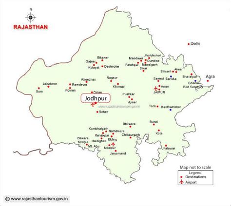 Map of Jodhpur located in the state of Rajasthan, India