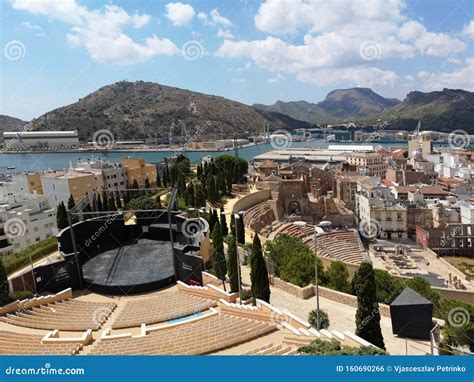 Spanish Cartagena Ancient Amphitheater Old Buildings Town Sea Royalty-Free Stock Photography ...