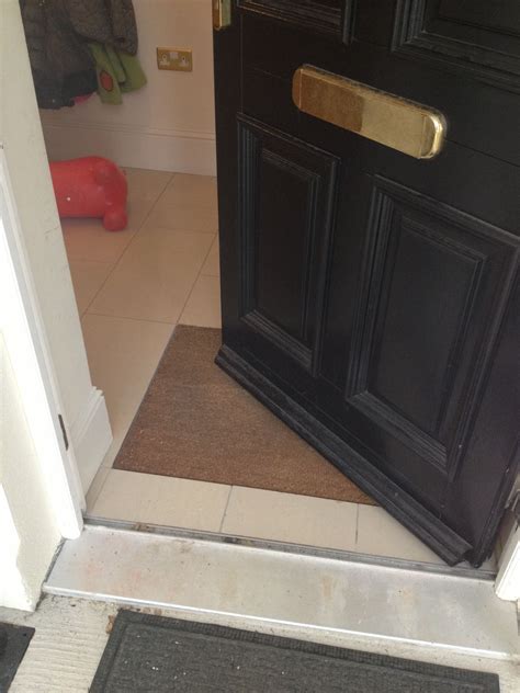 Recessed mat at back door. | House with porch, Door mat entryway, Entryway flooring