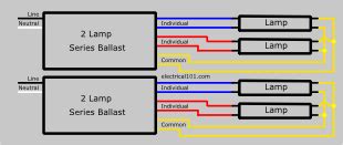 Two 2 Lamp Series Ballast Wiring Diagram | Ballast, Fluorescent light ...