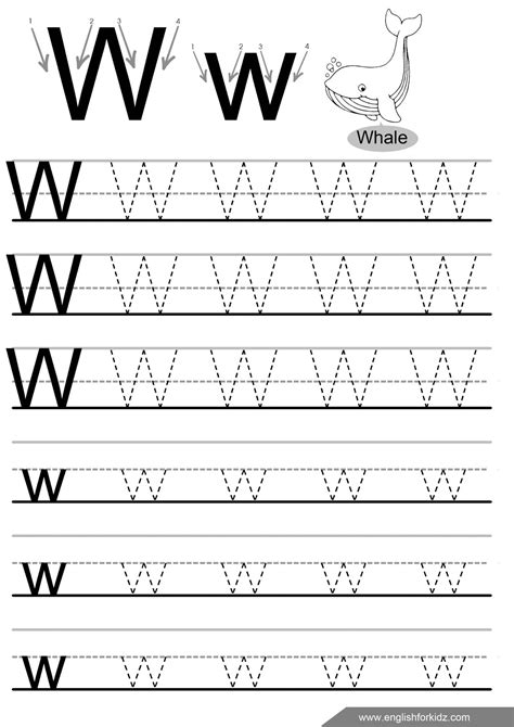 Letter W Tracing Worksheet