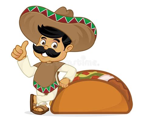 Mexican Man Cartoon Holding Fork and Knife Stock Vector - Illustration ...