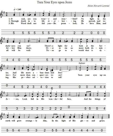 Turn Your Eyes Upon Jesus Sheet Music And Mandolin Tab - Tenor Banjo Tabs