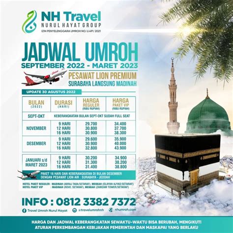 Biaya Umroh 2023 Harga Terbaru - Travel Umrah Nurul Hayat