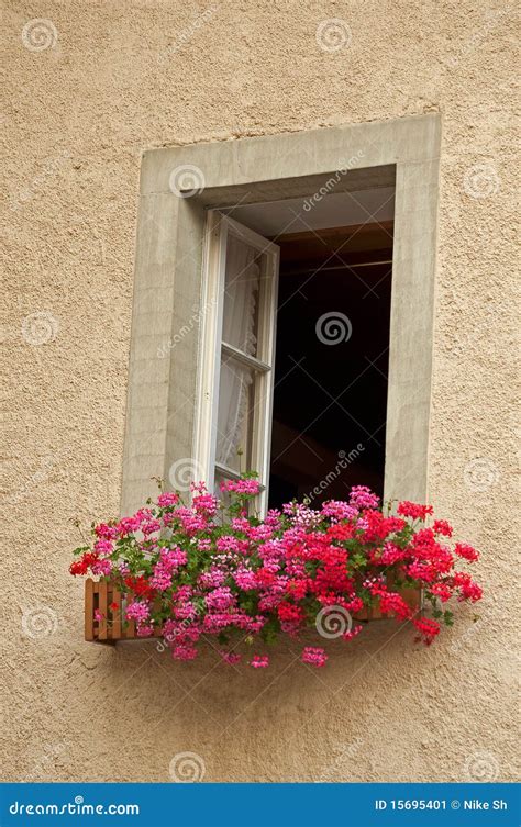 Window and flowers stock image. Image of curtains, protected - 15695401