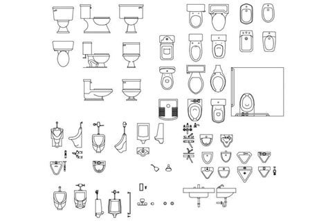 Miscellaneous bathroom and toilet equipment blocks cad drawing details dwg file - Cadbull