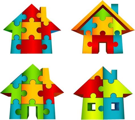 3D House Puzzle Vectors graphic art designs in editable .ai .eps .svg .cdr format free and easy ...