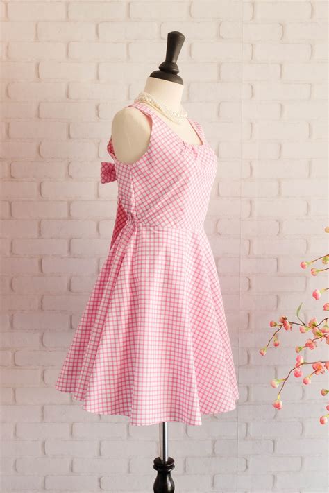 Plaid Dress Plaid Sundress Pink Dress Pink Bow Dress Party Dress Pink Party Dress Pink ...