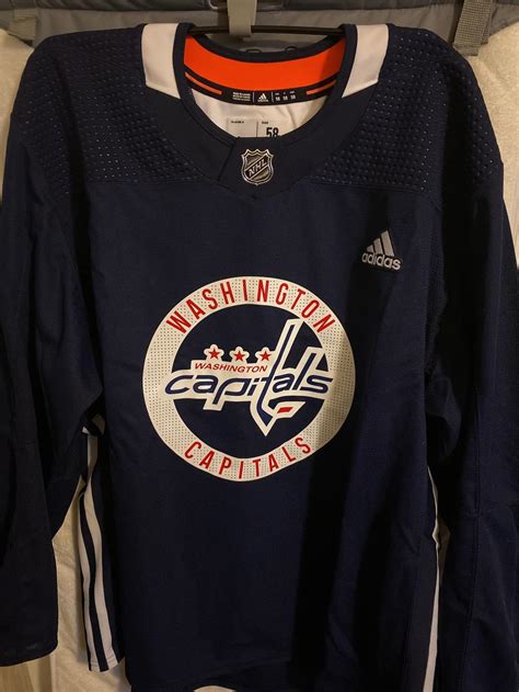 Adidas Washington Capitals Navy 58 Pro Stock Practice Jersey Made In ...