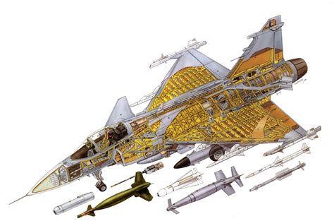 Saab JAS 39 Gripen Cutaway Drawing in High quality