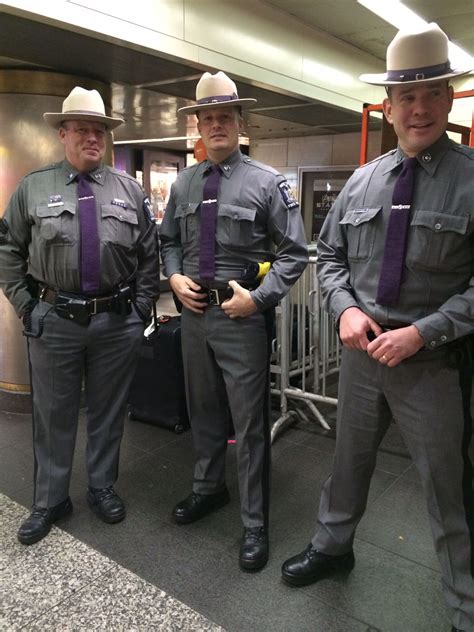 NY State troopers. Purple ties! | Ny state trooper, Men in uniform ...