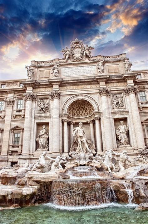 Autumn sunset above Trevi Fountain - ... | Stock image | Colourbox