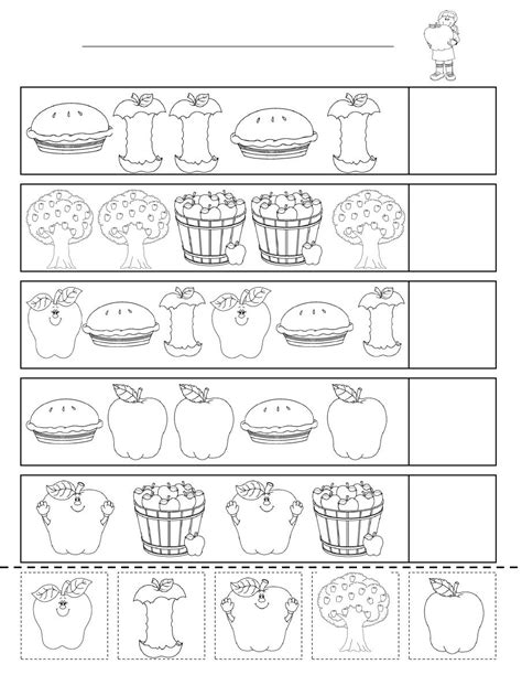 Apple Patterns | Pattern worksheet, Fall kindergarten, Preschool math