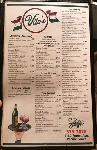 Menu - Vito's italian restaurant