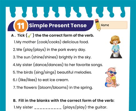 English Grammar Simple Present Tense Worksheet For Class 2