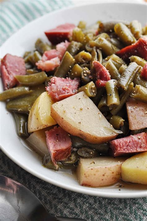 Crockpot Ham Green Beans and Potatoes - Savory With Soul