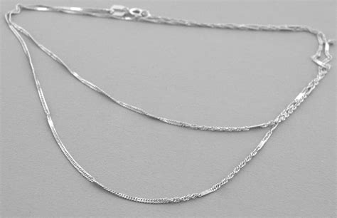 New 14k White Gold Mirror Singapore Chain Necklace 20" Auction
