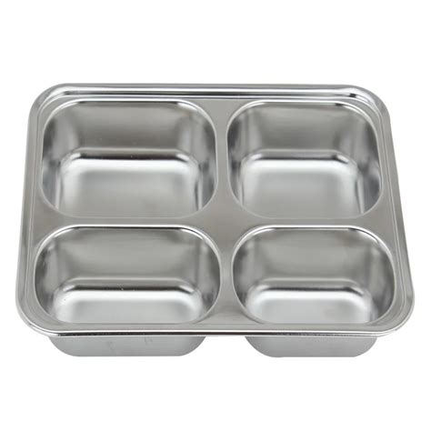 Stainless Steel Food Tray With Divider Fast Food Trays Compartment Tray 4 Compartment Lunch Box ...
