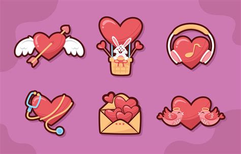 Cute Heart Sticker Collection 3316339 Vector Art at Vecteezy